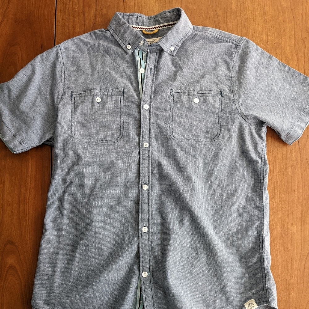 Free Planet Men's Short Sleeve Cotton Button Up Shirt